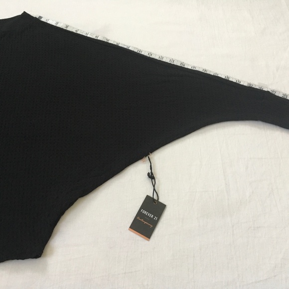 NWT FOREVER 21 Waffle Knit Batwing Sweater Top Small Black - Picture 8 of 12